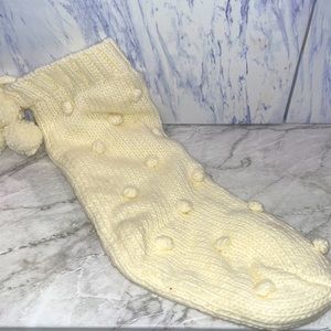 NEW Nordstrom rack cream knit pom pom stocking